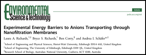 Paper - Experimental energy barriers to anions transporting through nanofiltration 
					membranes