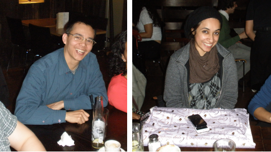 Phai and Wafa at a celebratory meal